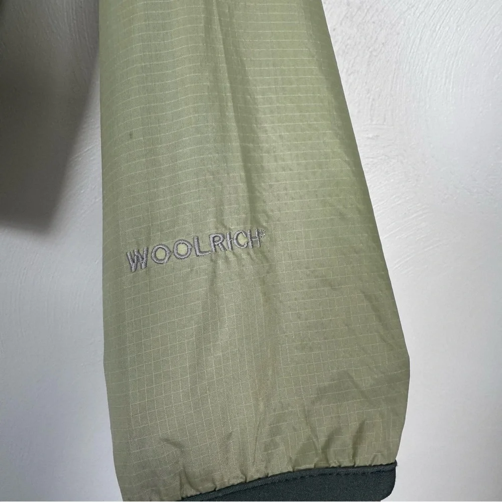 Woolrich Jacket Women Small Green Nylon Windbreaker Removable‎ Sleeves Outdoor